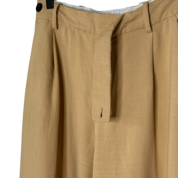 Zara Tan Wide Leg Pants size medium zipper fly - Picture 10 of 13